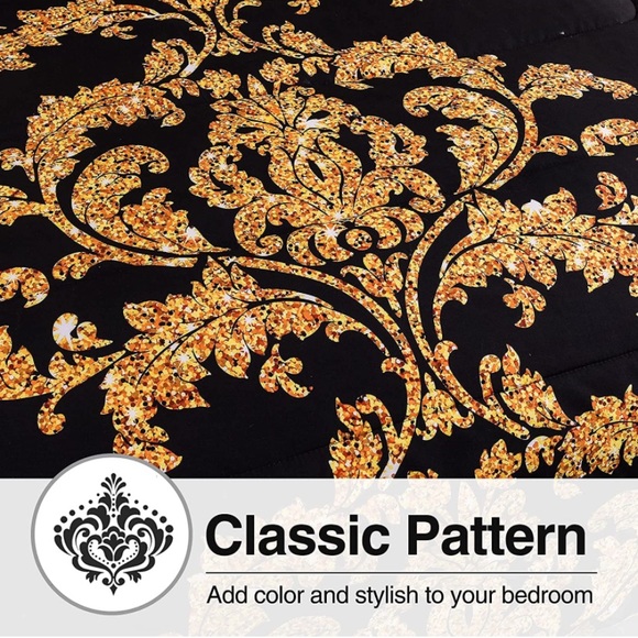 Comforter Set, Modern Luxury Design Hotel Style with Pillow Cases (Black,King) - Picture 5 of 6